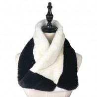 Winter Black & White Splicing Furry Infinity Scarf