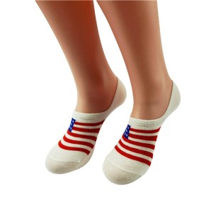 Custom Stars and Stripes Cozy No Show Invisible Socks with Silicon Heel Pad